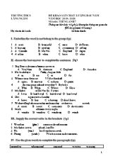 Đề khảo sát chất lượng đầu năm môn Tiếng Anh Lớp 7 - Năm học 2019-2020 - Trường THCS Lãng Ngâm